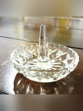 Vintage Clear Glass Ring Holder Dish
